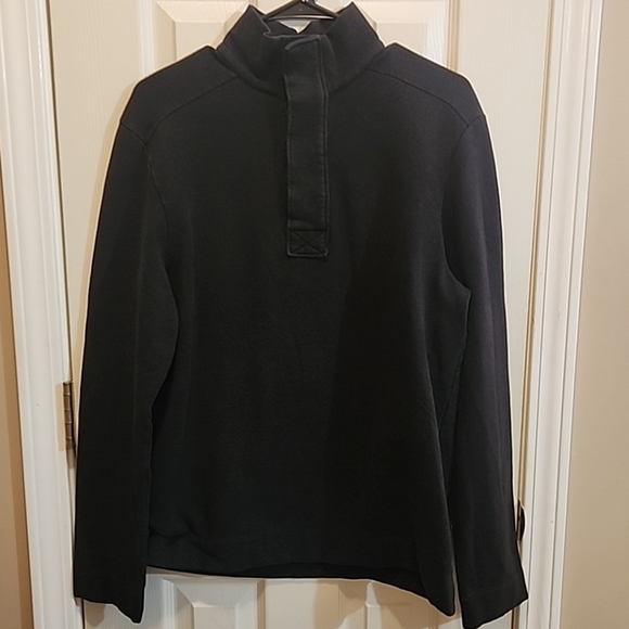 Men’s Banana Republic Sweatshirt M Black Quarter Button - Picture 1 of 7
